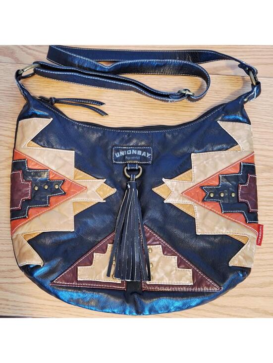 UNIONBAY Handbags - UNIONBAY VTG Y2K Southwestern Patchwork Hobo Bag Boho Tassel Large Purse - NWOT
